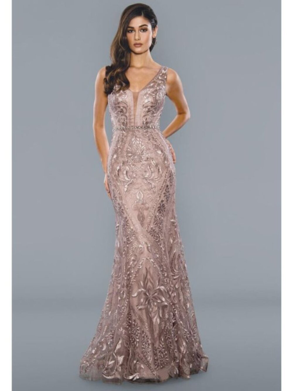 Clearance Dusty Pink Size 12 & 14 Mermaid Evening Gown by Stella Couture 20032